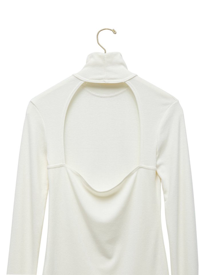 Paper Moon - Korean Women Fashion - #momslook - Back Open Detail Turtleneck Long Sleeve Tee - 11