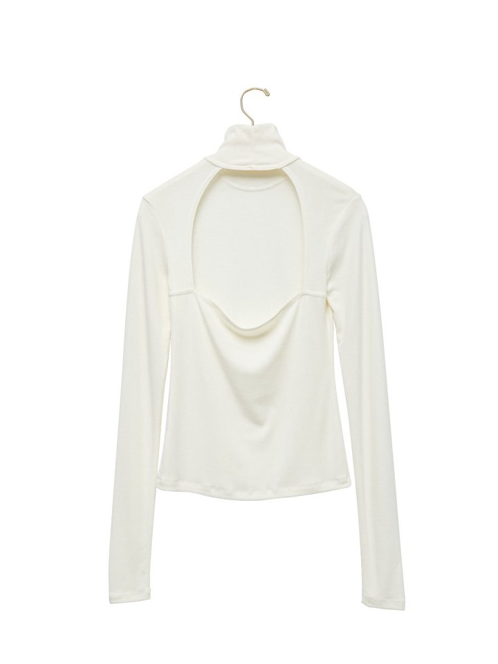Paper Moon - Korean Women Fashion - #momslook - Back Open Detail Turtleneck Long Sleeve Tee - 7
