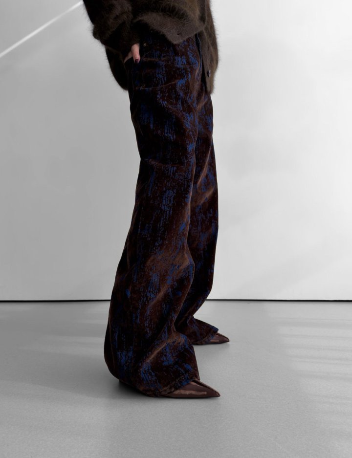 Paper Moon - Korean Women Fashion - #momslook - Velvet Crack Detail Denim Wide Pants - 10