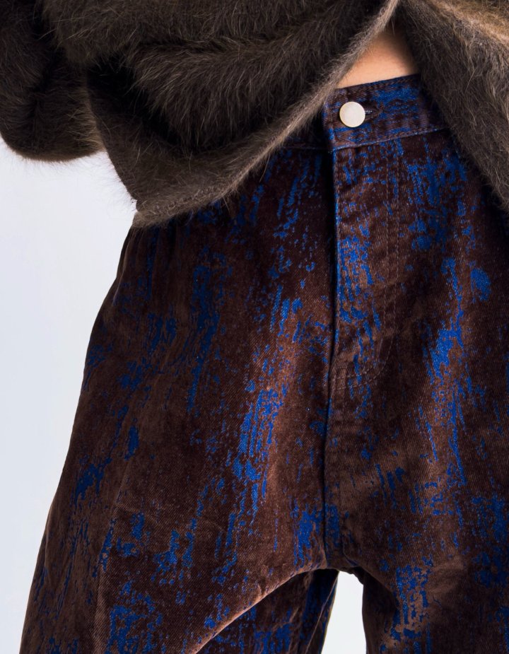 Paper Moon - Korean Women Fashion - #momslook - Velvet Crack Detail Denim Wide Pants - 6