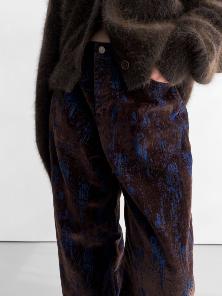Paper Moon - Korean Women Fashion - #momslook - Velvet Crack Detail Denim Wide Pants - 8
