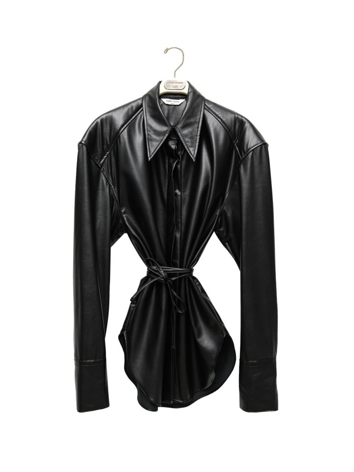 Paper Moon - Korean Women Fashion - #momslook - Vegan Padded Shoulder Button Down Shirt - 5