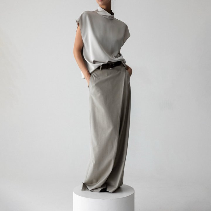 Paper Moon - Korean Women Fashion - #momslook - Asymmetric Pintuck Wide Maxi Trousers - 6