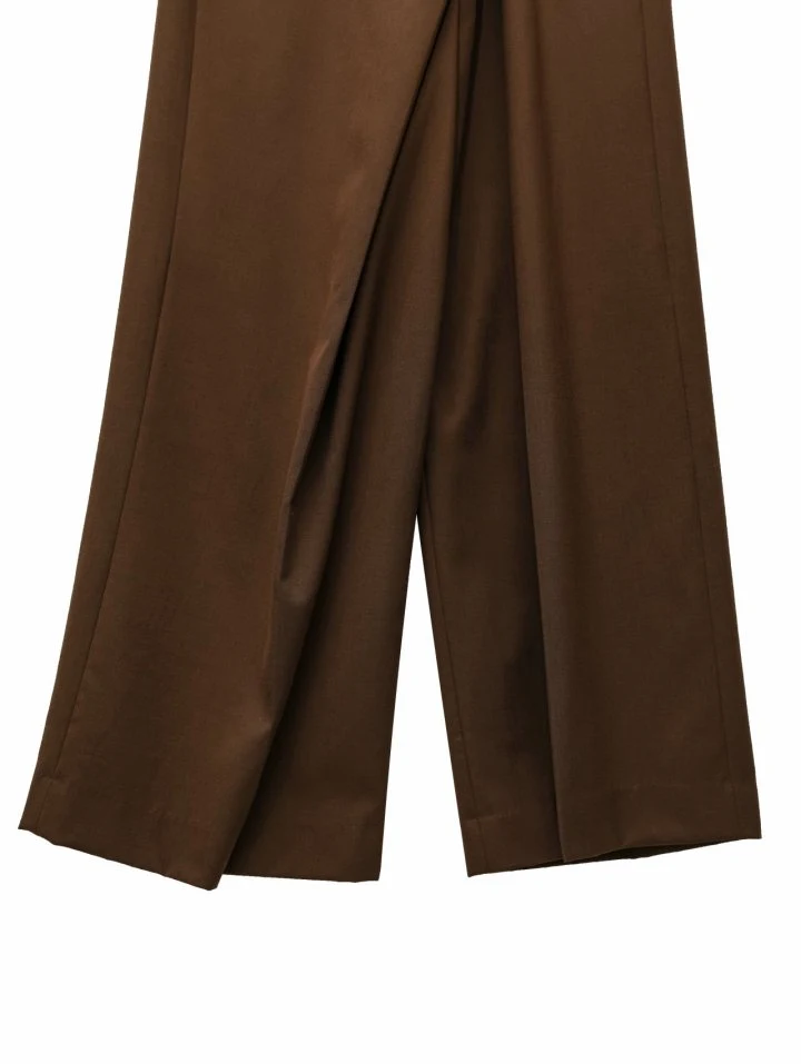 Paper Moon - Korean Women Fashion - #momslook - Asymmetric Pintuck Wide Maxi Trousers - 11