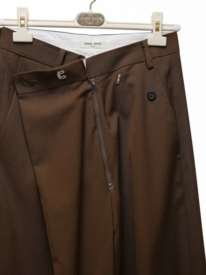 Paper Moon - Korean Women Fashion - #momslook - Asymmetric Pintuck Wide Maxi Trousers - 12
