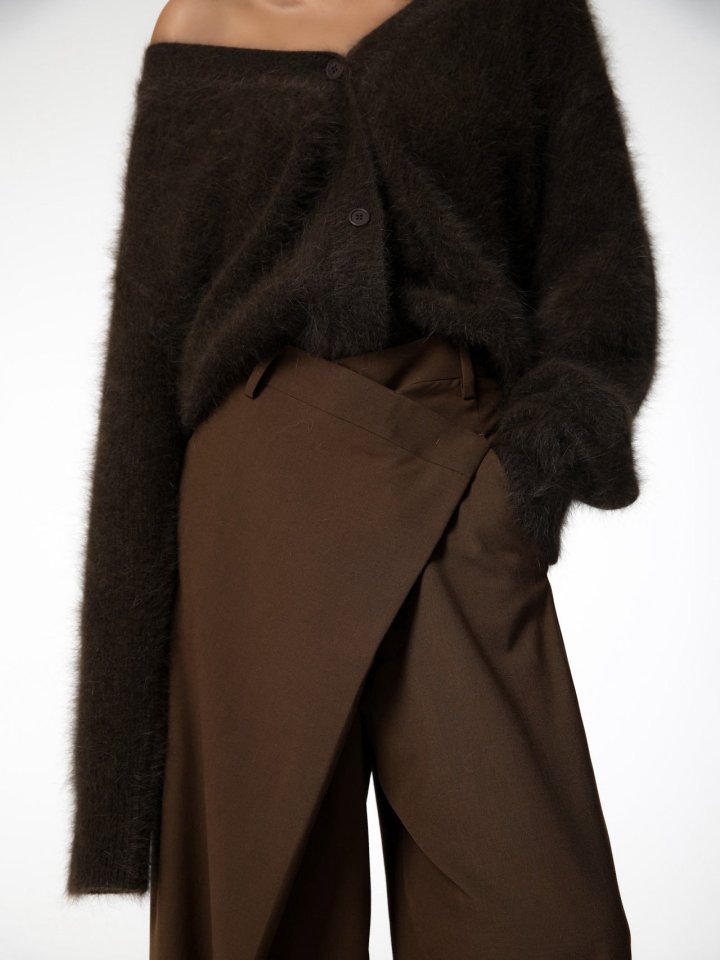 Paper Moon - Korean Women Fashion - #momslook - Asymmetric Pintuck Wide Maxi Trousers - 5