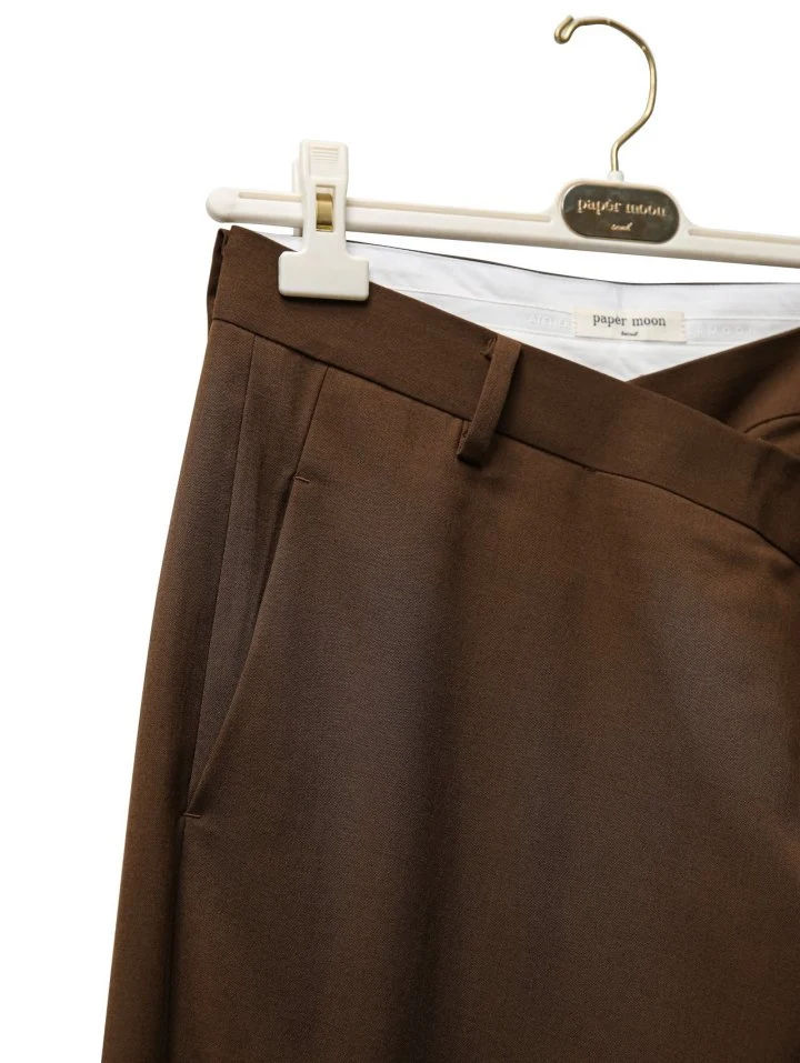 Paper Moon - Korean Women Fashion - #momslook - Asymmetric Pintuck Wide Maxi Trousers - 9