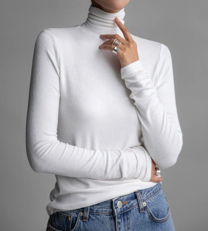 Paper Moon - Korean Women Fashion - #momslook - Soft Warm Texture Classic Turtleneck Tee - 2