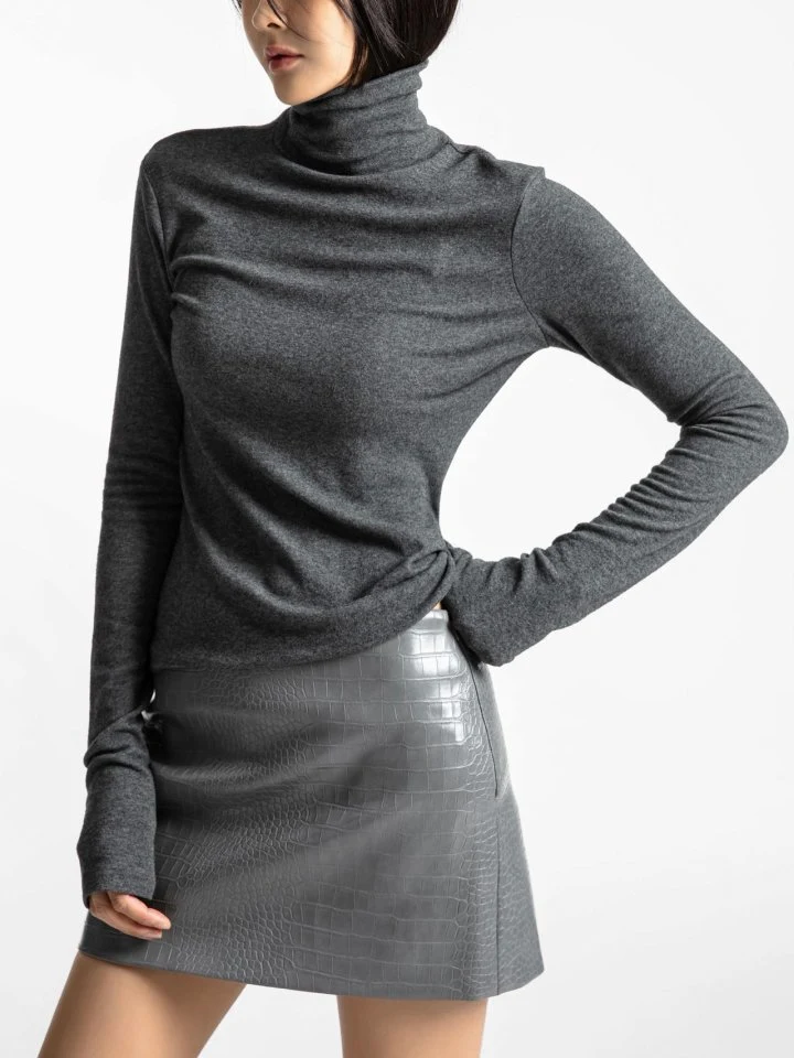 Paper Moon - Korean Women Fashion - #momslook - Soft Warm Texture Classic Turtleneck Tee