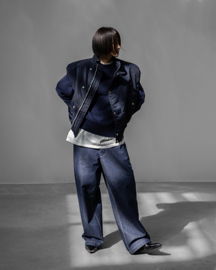 Paper Moon - Korean Women Fashion - #momslook - Stitch Detail Wide Baggy Denim Pants - 8