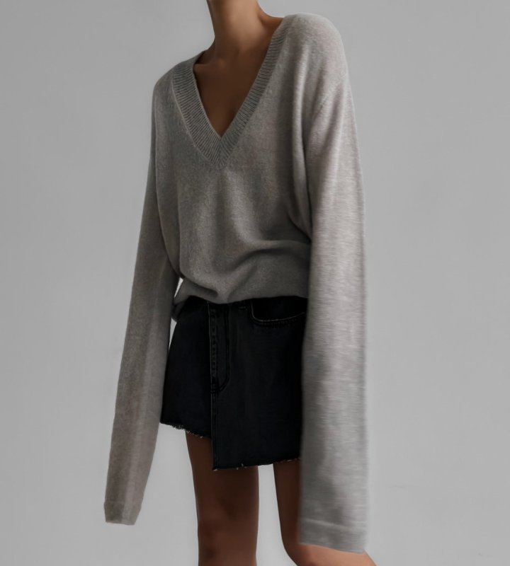 Paper Moon - Korean Women Fashion - #momslook - Alpaca Wool Deep V Neck Knit Top - 7