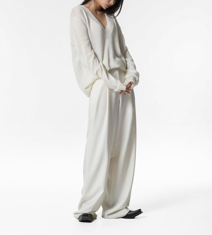 Paper Moon - Korean Women Fashion - #momslook - Alpaca Wool Deep V Neck Knit Top - 3