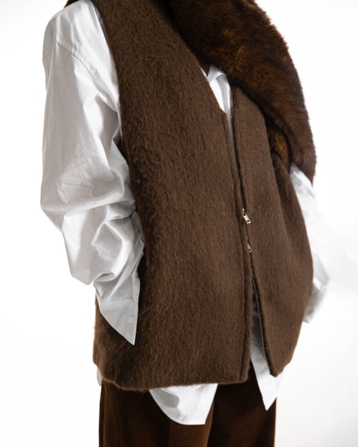 Paper Moon - Korean Women Fashion - #momslook - Alpaca Wool Zip-Up Vest - 3