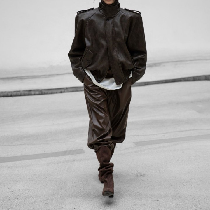 Paper Moon - Korean Women Fashion - #momslook - Oversized Vegan Button Up Bomber Jacket