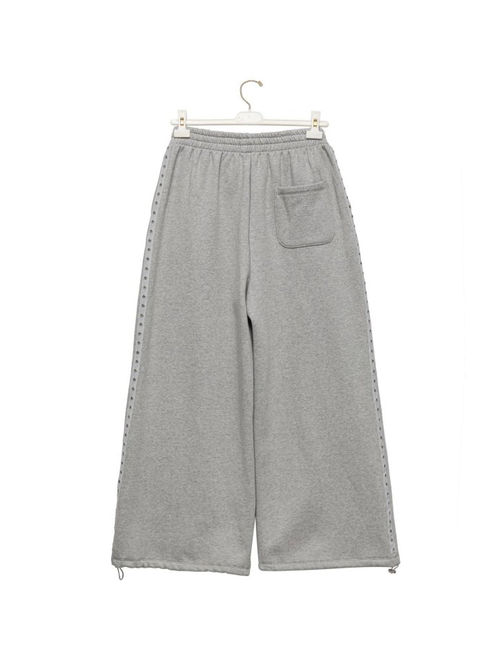 Paper Moon - Korean Women Fashion - #momslook - Oversized Eyelet Line Detail Sweat Wide Pants - 12