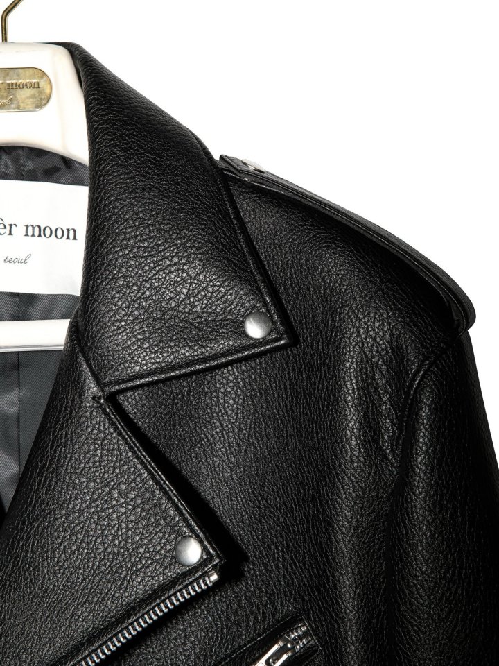 Paper Moon - Korean Women Fashion - #momslook - Oversized Chunky Zip Vegan Biker Jacket - 9