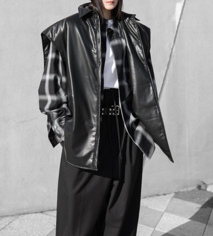 Paper Moon - Korean Women Fashion - #momslook - Oversized Padded Vegan Sleeveless Vest Shirt - 8
