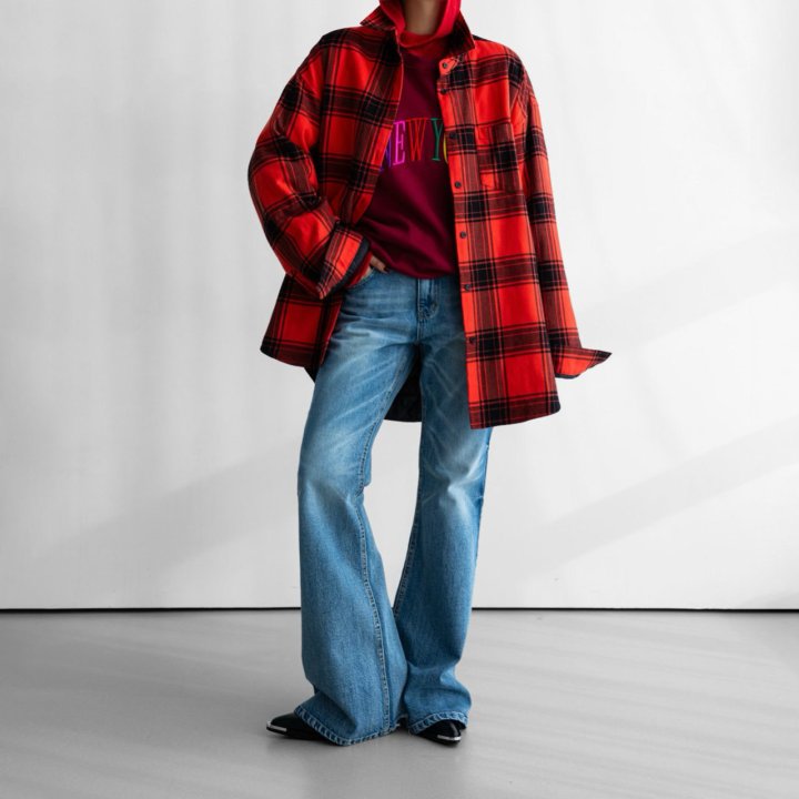Paper Moon - Korean Women Fashion - #momslook - Oversized Flannel Check Quilted Button Down Shirt Jacket - 2