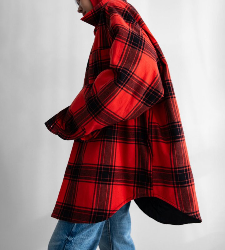 Paper Moon - Korean Women Fashion - #womensfashion - Oversized Flannel Check Quilted Button Down Shirt Jacket - 4