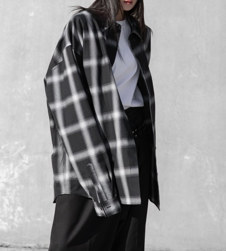 Paper Moon - Korean Women Fashion - #momslook - Oversized Plaid Check Button Down Shirt - 5