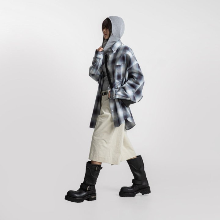 Paper Moon - Korean Women Fashion - #momslook - Oversized Plaid Check Button Down Shirt - 2