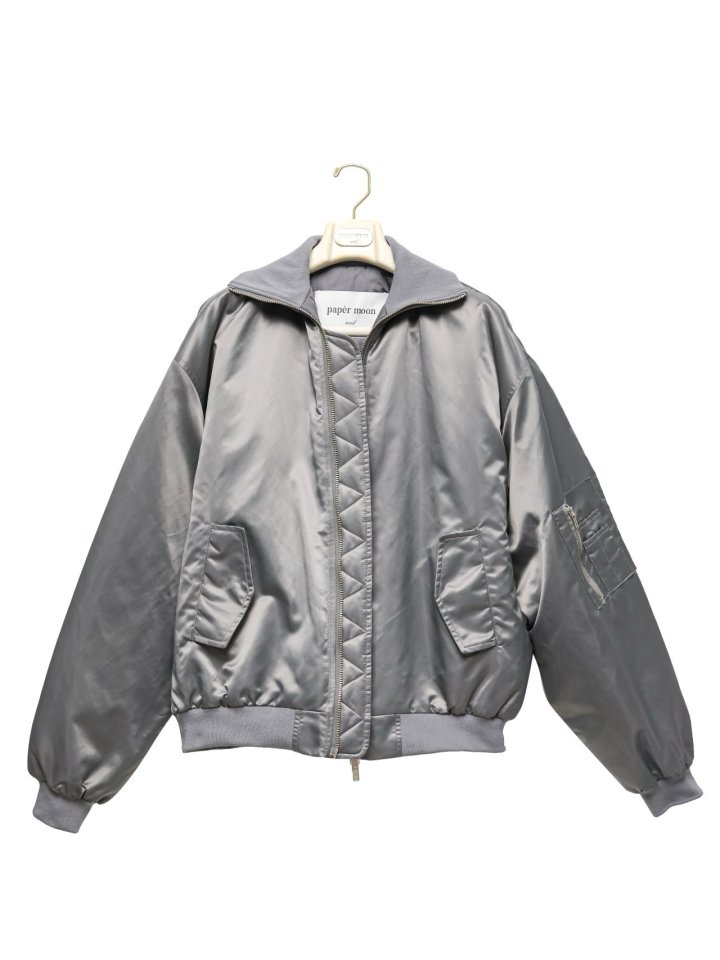 Paper Moon - Korean Women Fashion - #momslook - Oversized High Neck Padded Bomber Jacket - 8
