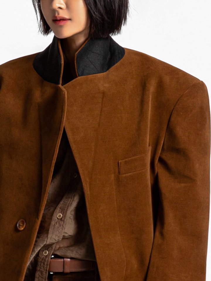 Paper Moon - Korean Women Fashion - #momslook - Oversized Hidden Button Single Dobby Coat - 5