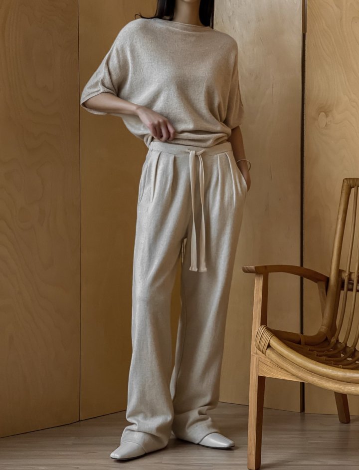 Paper Moon - Korean Women Fashion - #momslook - Wool Pintuck Lounge Trousers - 3