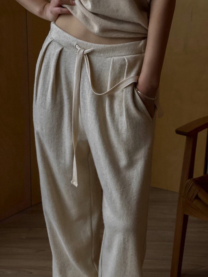 Paper Moon - Korean Women Fashion - #momslook - Wool Pintuck Lounge Trousers - 5