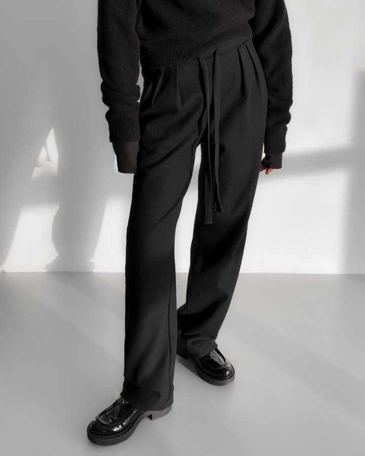 Paper Moon - Korean Women Fashion - #momslook - Wool Pintuck Lounge Trousers - 2