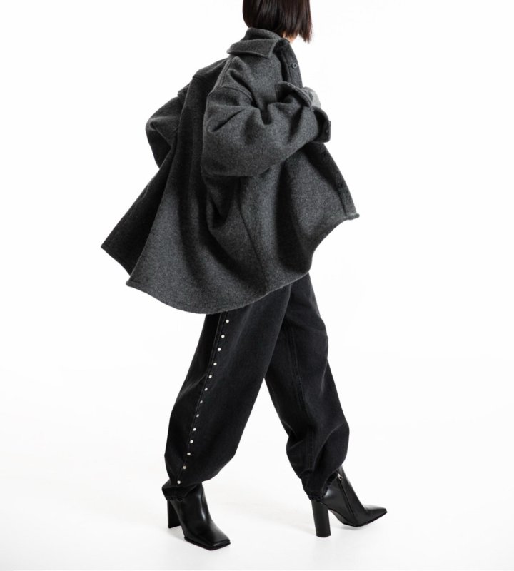 Paper Moon - Korean Women Fashion - #momslook - Cascentino Wool Oversized Pocket Button Down Shirt - 3
