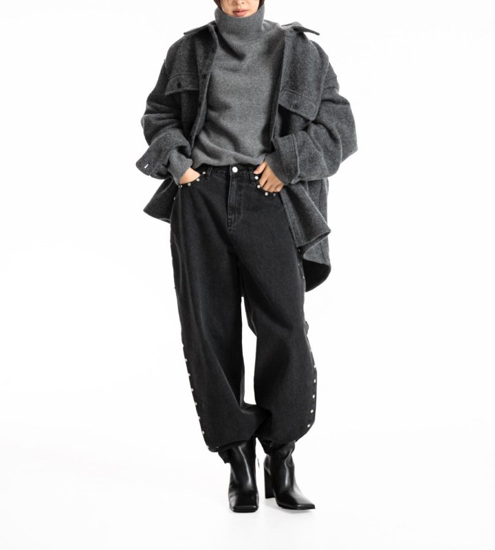 Paper Moon - Korean Women Fashion - #momslook - Cascentino Wool Oversized Pocket Button Down Shirt - 5