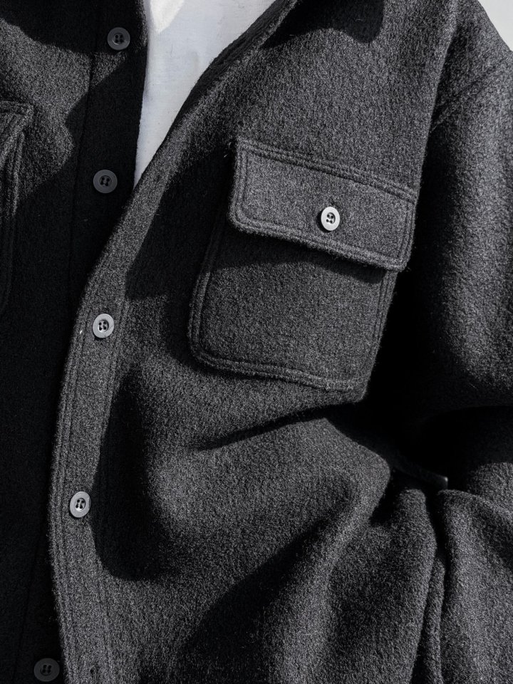 Paper Moon - Korean Women Fashion - #momslook - Cascentino Wool Oversized Pocket Button Down Shirt - 10