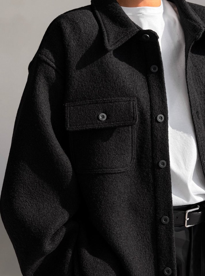 Paper Moon - Korean Women Fashion - #momslook - Cascentino Wool Oversized Pocket Button Down Shirt - 6