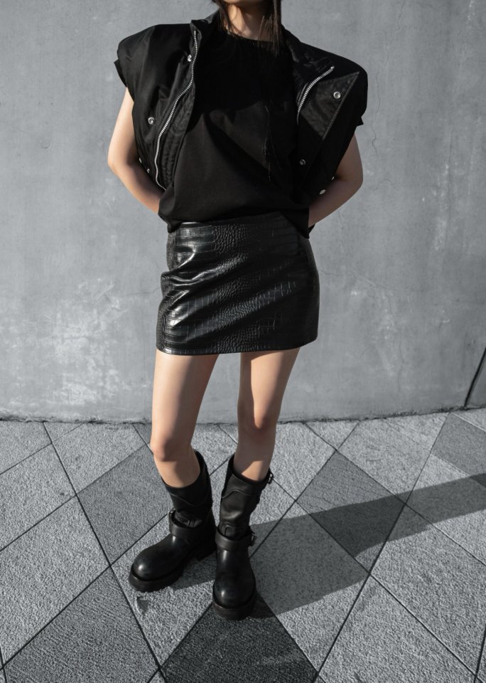 Paper Moon - Korean Women Fashion - #momslook - Crocodile Pattern Mini Skirt - 5