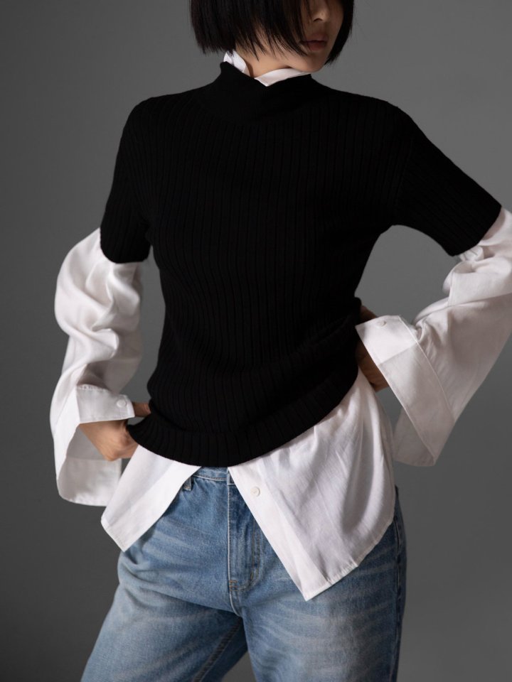 Paper Moon - Korean Women Fashion - #momslook - Classic Ribbed Half Turtleneck Knit Top - 2