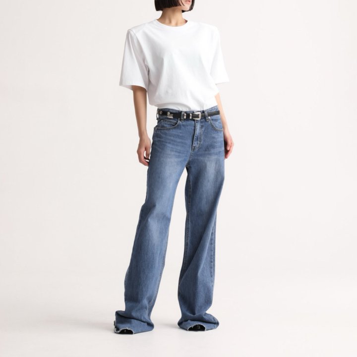 Paper Moon - Korean Women Fashion - #momslook - Classic Low Cut Wide Fit Mid Blue Jeans