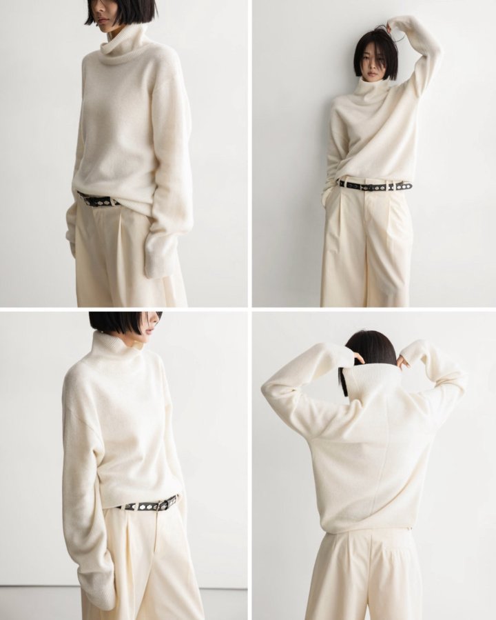 Paper Moon - Korean Women Fashion - #momslook - Classic Cashmere Blend Wool High Neck Knit Top