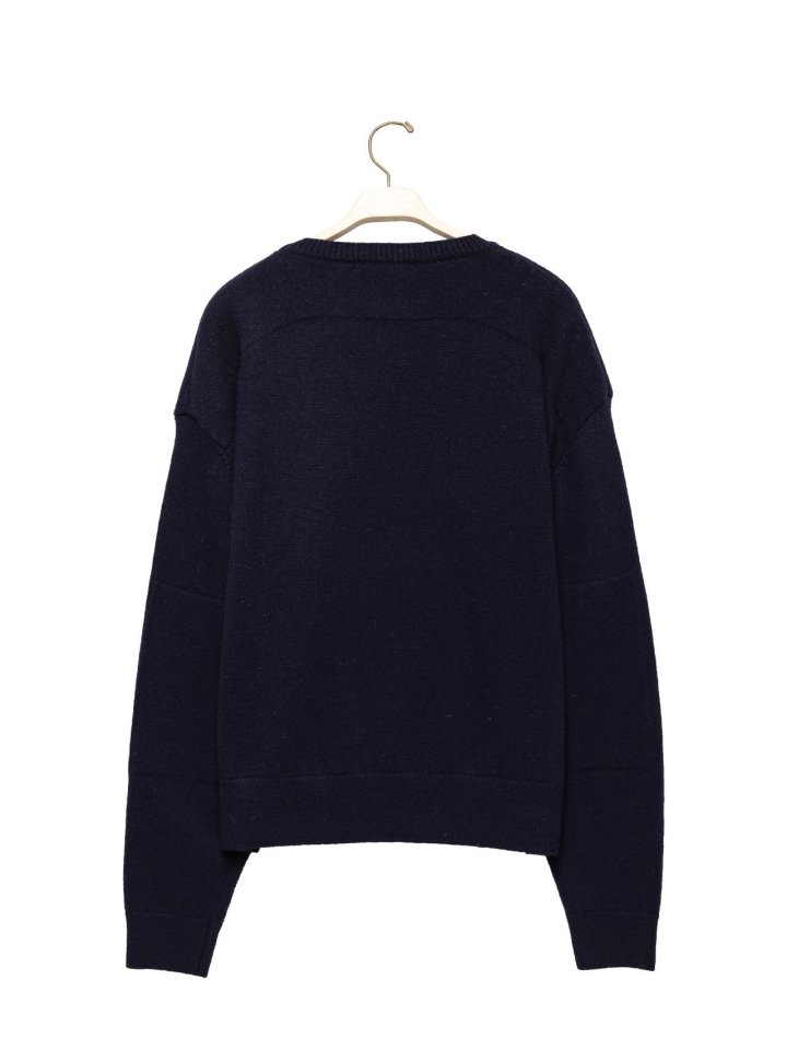 Paper Moon - Korean Women Fashion - #pursuepretty - Double Knitting Shoulder Detail Round Neck Knit - 8