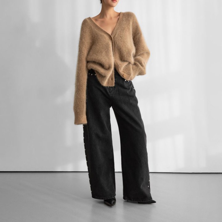 Paper Moon - Korean Women Fashion - #pursuepretty - Luxe Mink Angora Knit Cardigan - 2