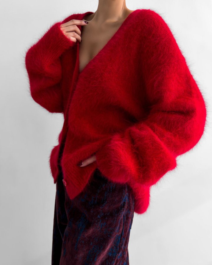 Paper Moon - Korean Women Fashion - #pursuepretty - Luxe Mink Angora Knit Cardigan