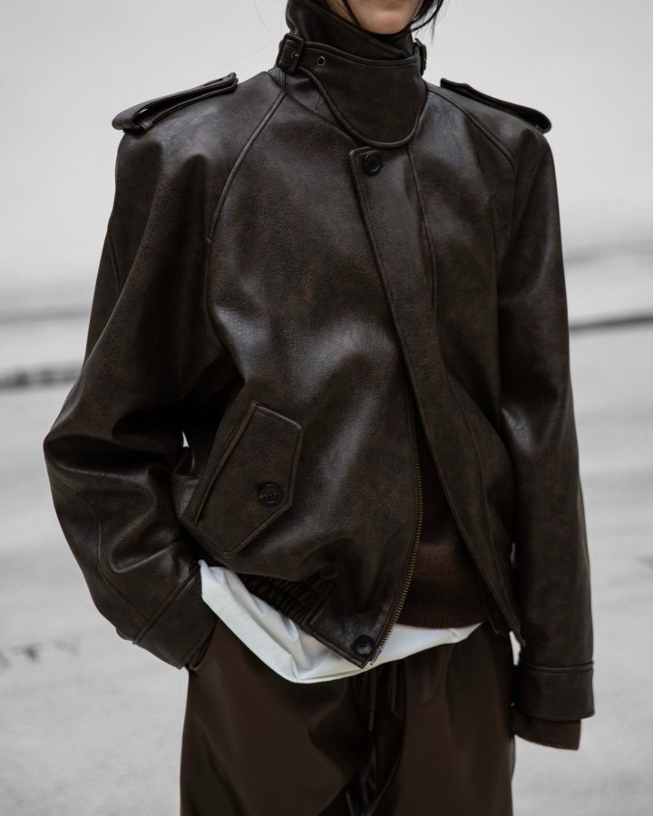 Paper Moon - Korean Women Fashion - #pursuepretty - Oversized Vegan Button Up Bomber Jacket - 6