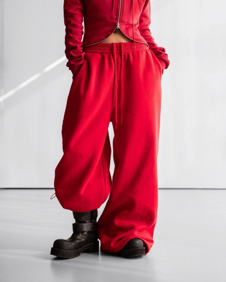 Paper Moon - Korean Women Fashion - #pursuepretty - Oversized Eyelet Line Detail Sweat Wide Pants - 2