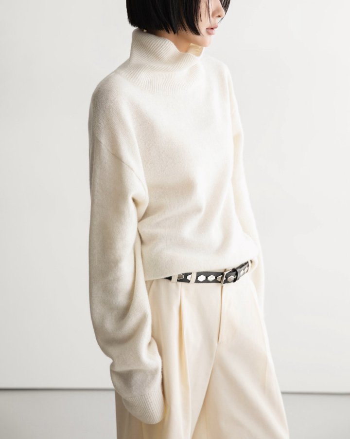 Paper Moon - Korean Women Fashion - #pursuepretty - Classic Cashmere Blend Wool High Neck Knit Top - 5