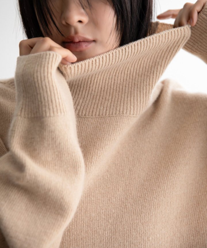Paper Moon - Korean Women Fashion - #pursuepretty - Classic Cashmere Blend Wool High Neck Knit Top - 3