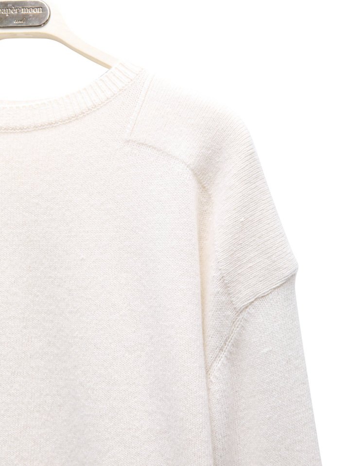 Paper Moon - Korean Women Fashion - #restrostyle - Double Knitting Shoulder Detail Round Neck Knit - 8
