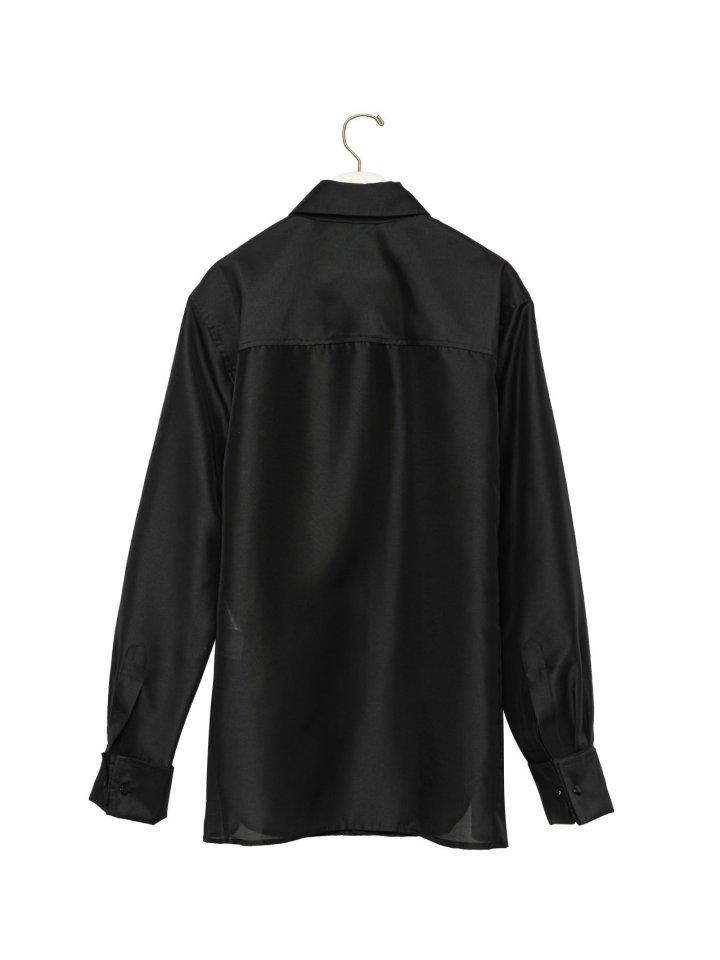 Paper Moon - Korean Women Fashion - #romanticstyle - Luxe Double Sleeve Caos Detail Organza Shirt - 6