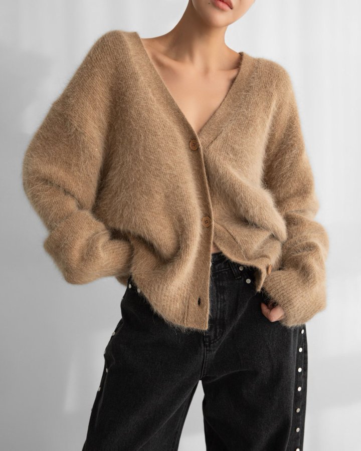 Paper Moon - Korean Women Fashion - #restrostyle - Luxe Mink Angora Knit Cardigan - 4