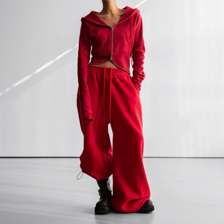 Paper Moon - Korean Women Fashion - #restrostyle - Oversized Eyelet Line Detail Sweat Wide Pants - 4