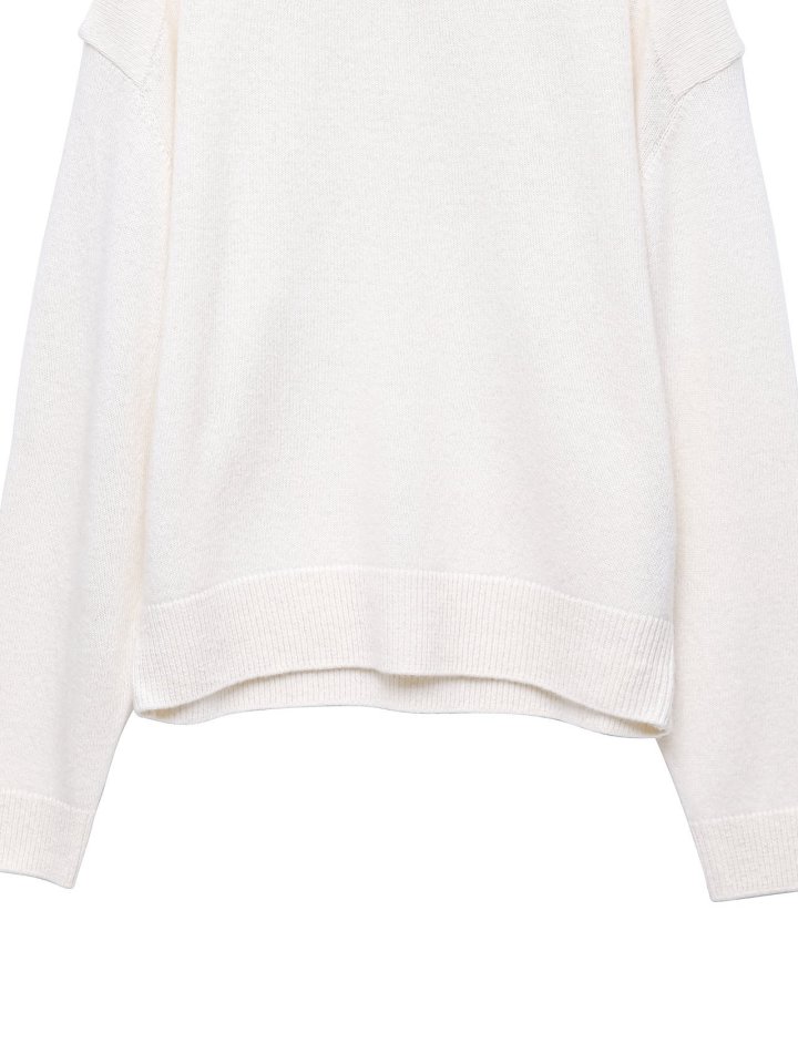 Paper Moon - Korean Women Fashion - #shopsmall - Double Knitting Shoulder Detail Round Neck Knit - 10